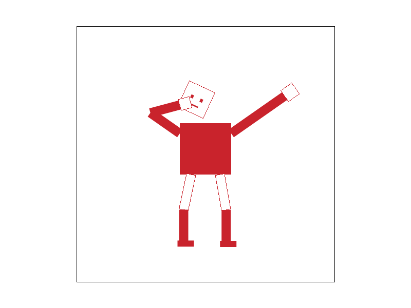 Custom cubeman dabbing with one arm extended and the other across its face